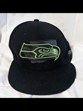 Seattle Seahawks 59Fifty Black/Metallic Neon Green  Hat.